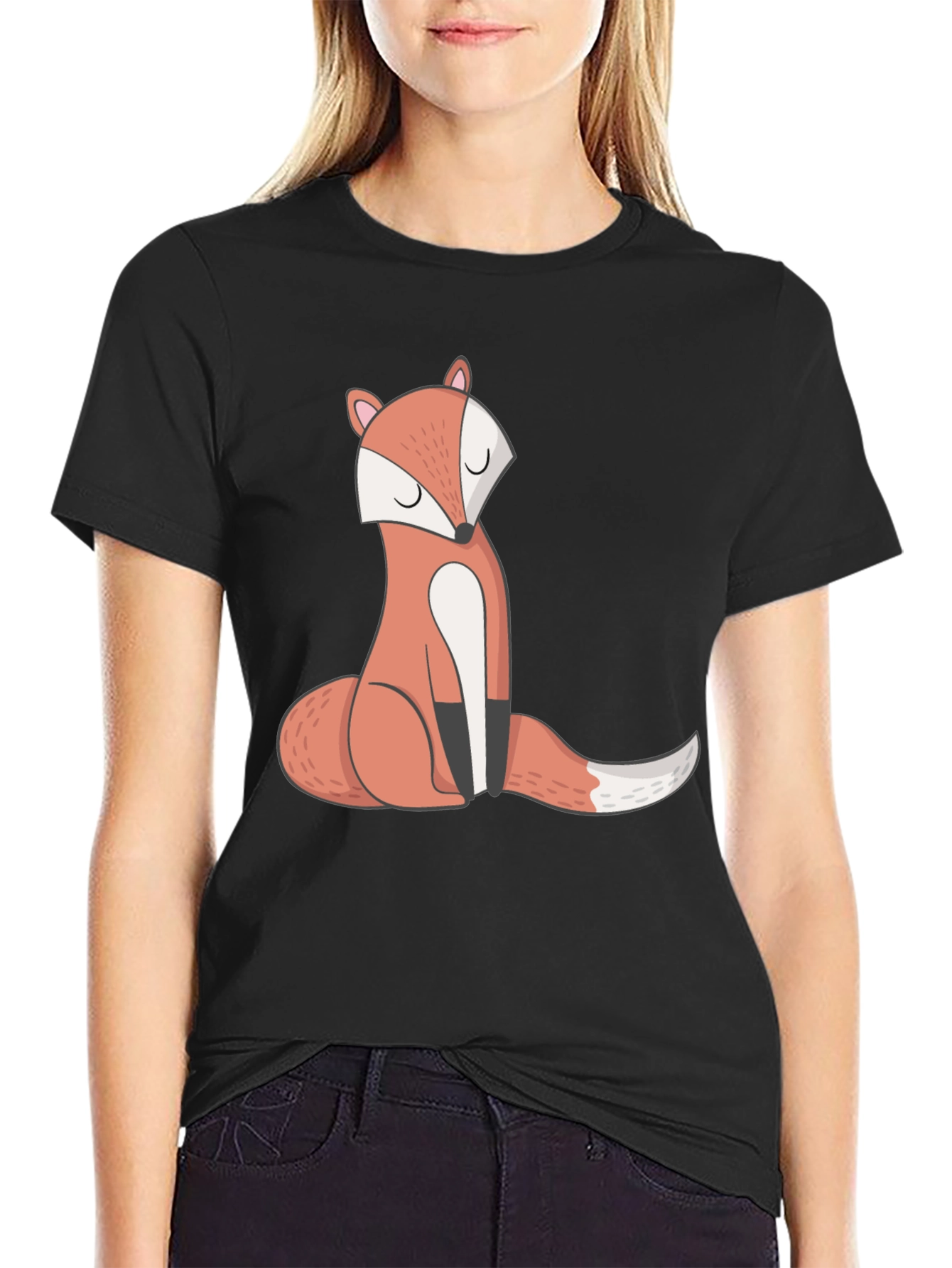 Cute Fox Graphic Tee - Mens Black T-Shirt