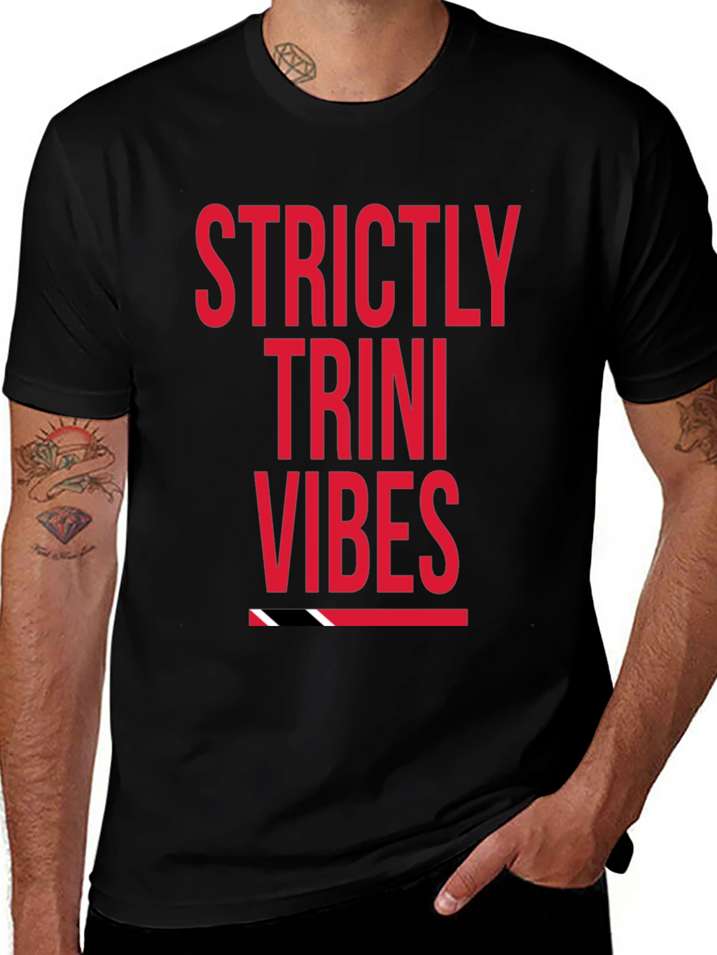 Strictly Trini Vibes Graphic Tee - Black