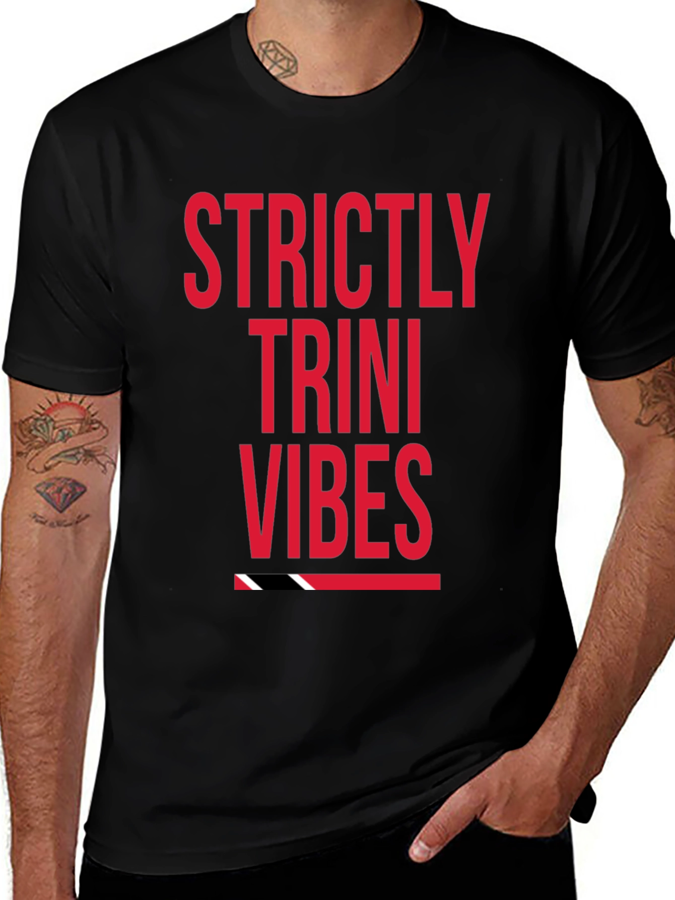 Strictly Trini Vibes Graphic Tee - Black