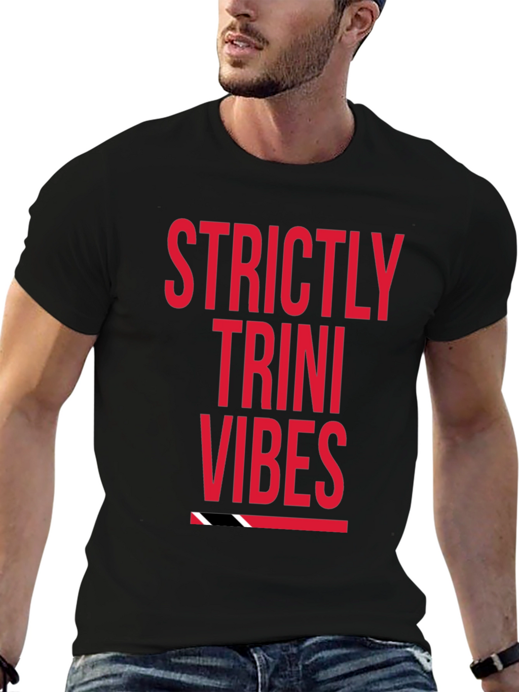 Strictly Trini Vibes Graphic Tee - Black