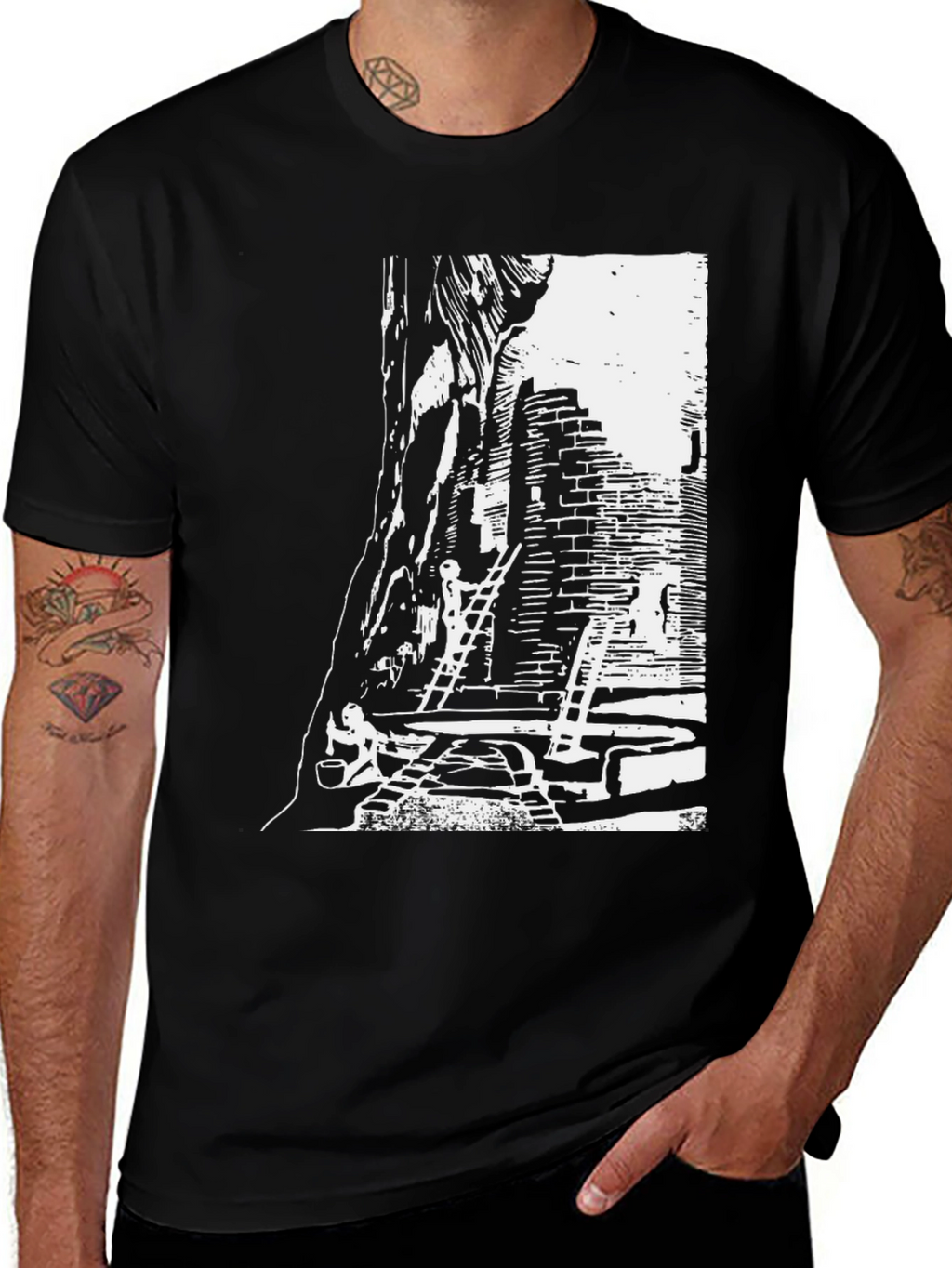 Monochrome Urban T-Shirt - Graphic Print