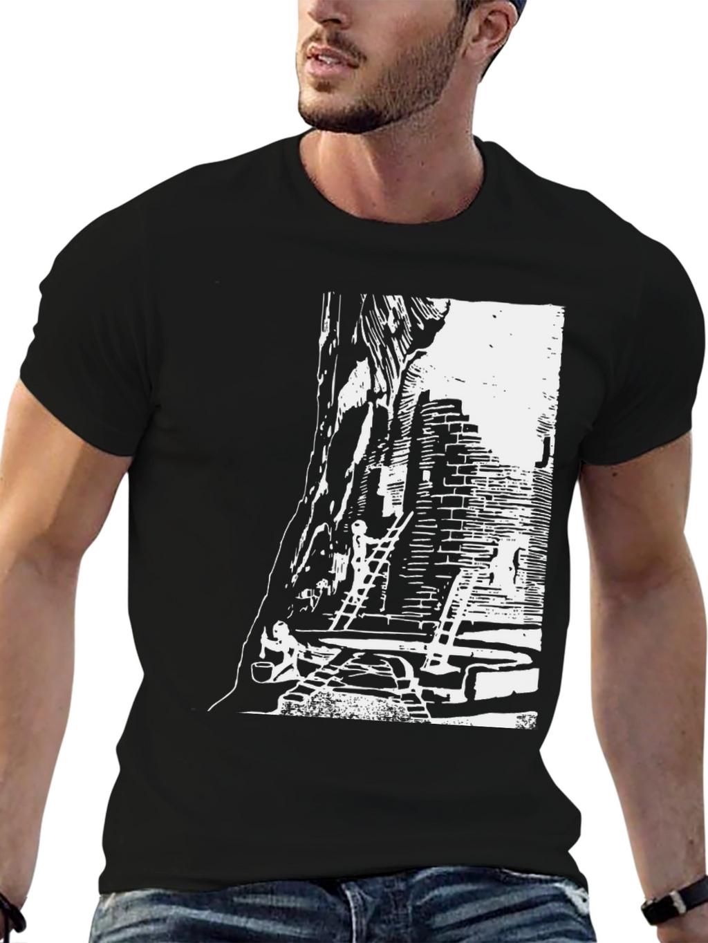 Monochrome Urban T-Shirt - Graphic Print