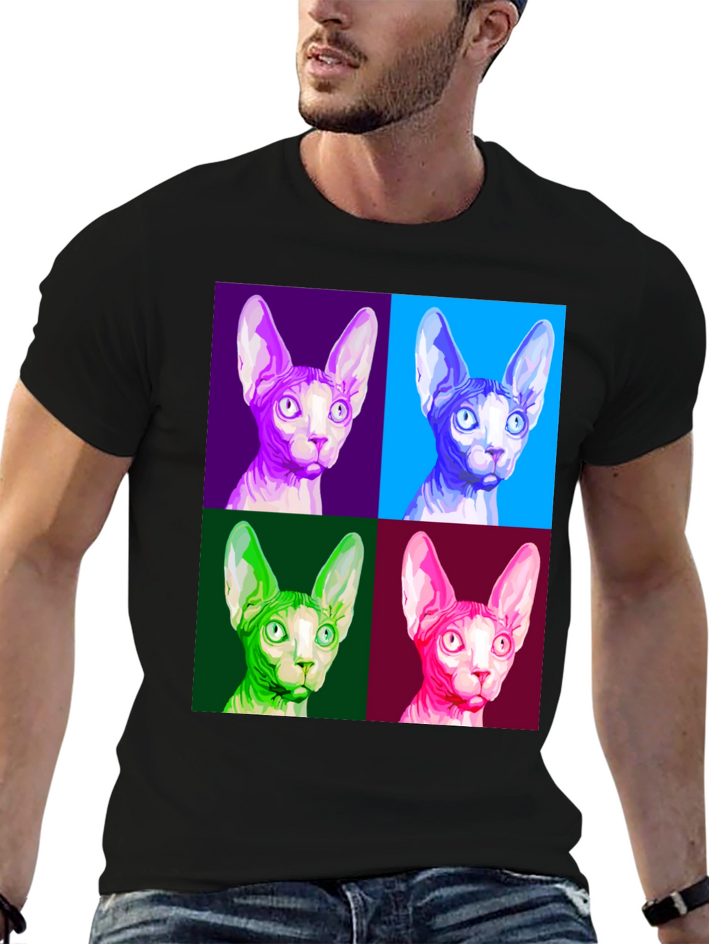 Sphynx Cat Pop Art T-Shirt - Unique Graphic Tee