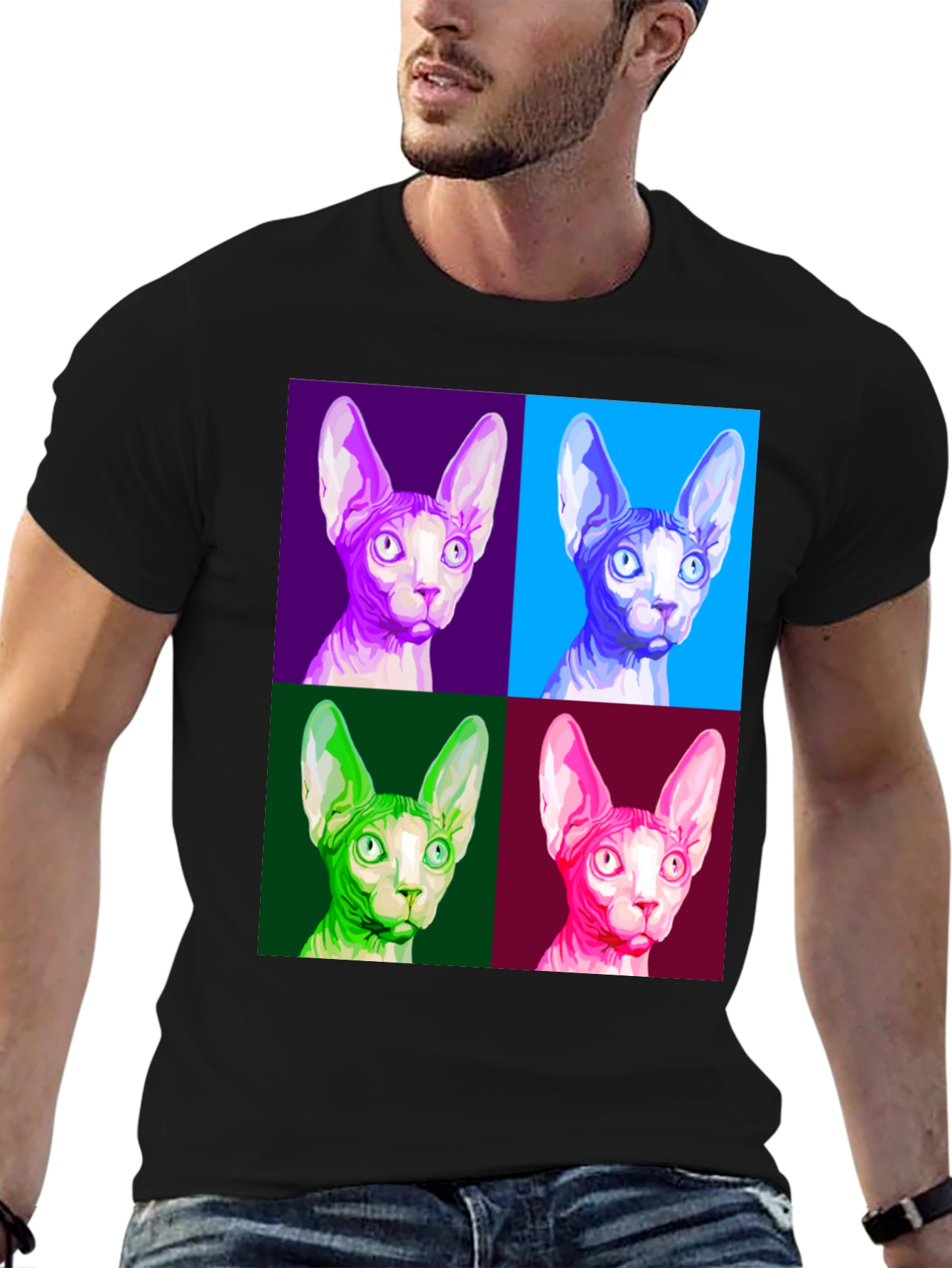 Sphynx Cat Pop Art T-Shirt - Unique Graphic Tee