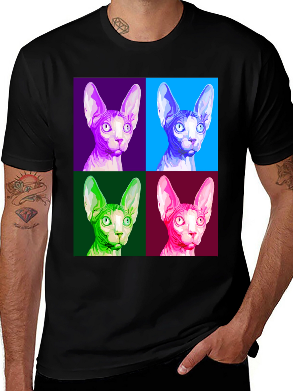 Sphynx Cat Pop Art T-Shirt - Unique Graphic Tee