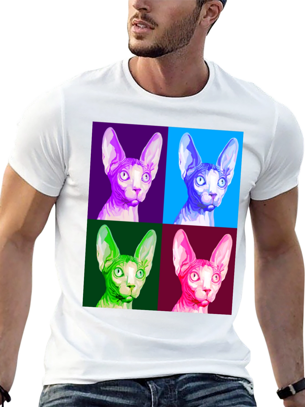 Sphynx Cat Pop Art T-Shirt - Unique Graphic Tee
