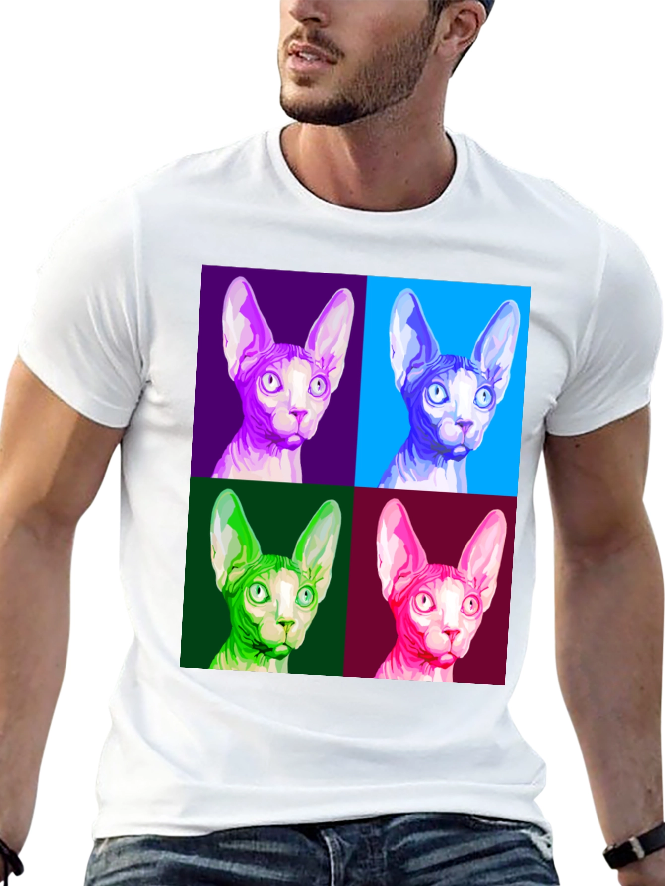 Sphynx Cat Pop Art T-Shirt - Unique Graphic Tee