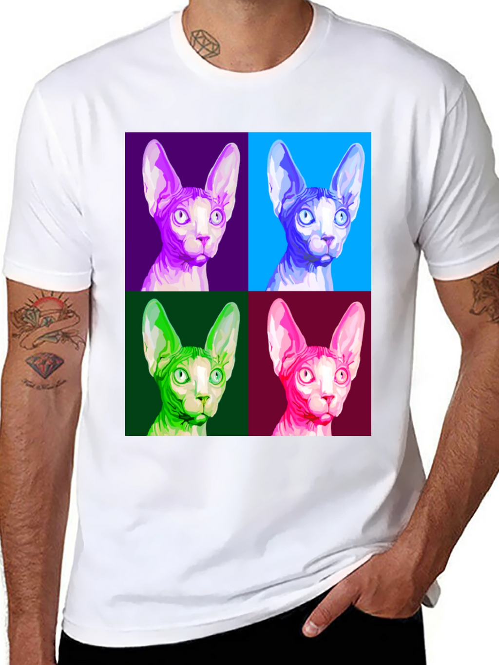 Sphynx Cat Pop Art T-Shirt - Unique Graphic Tee