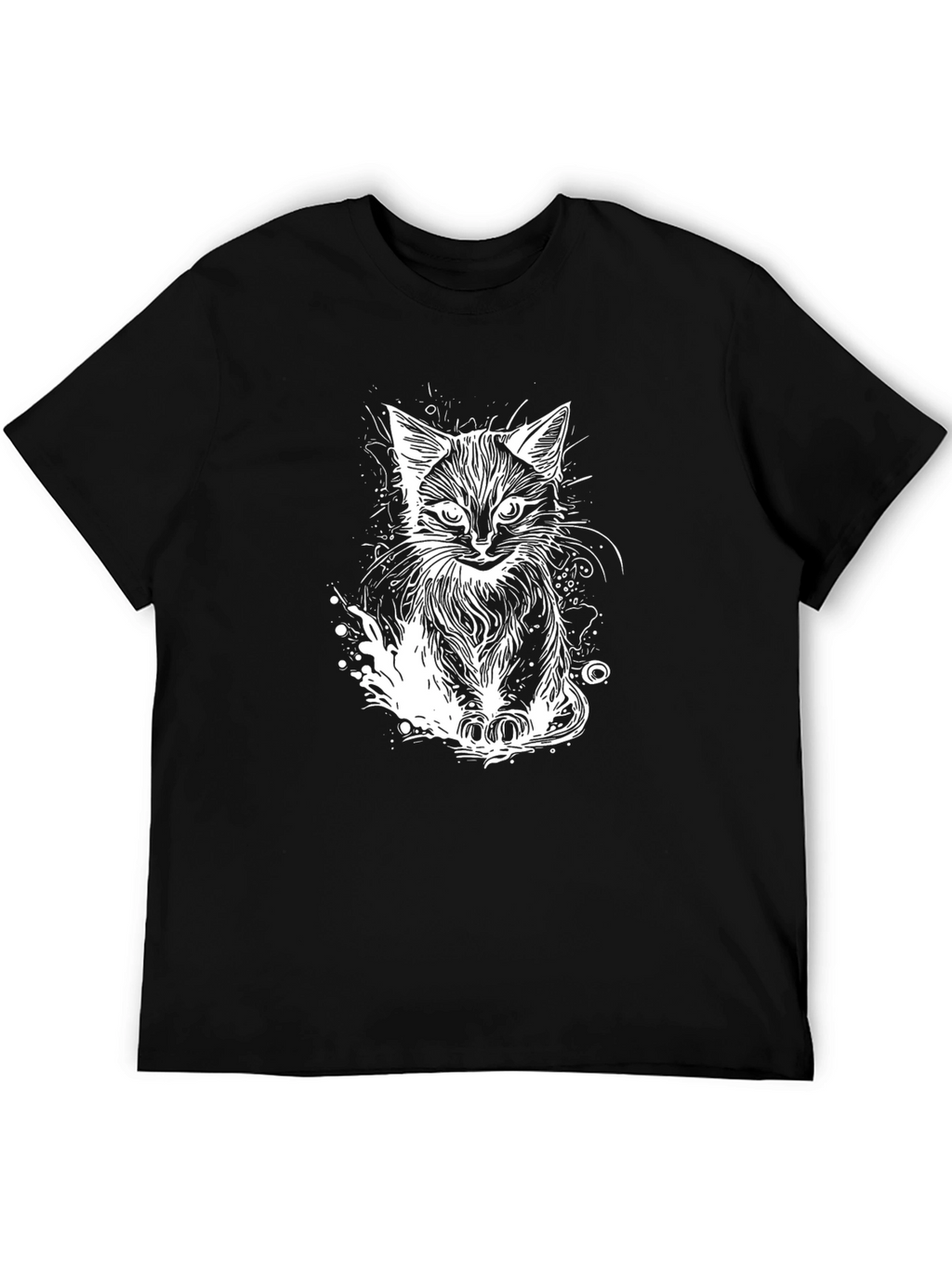 Cool Cat Graphic Tee - Black Cotton T-Shirt