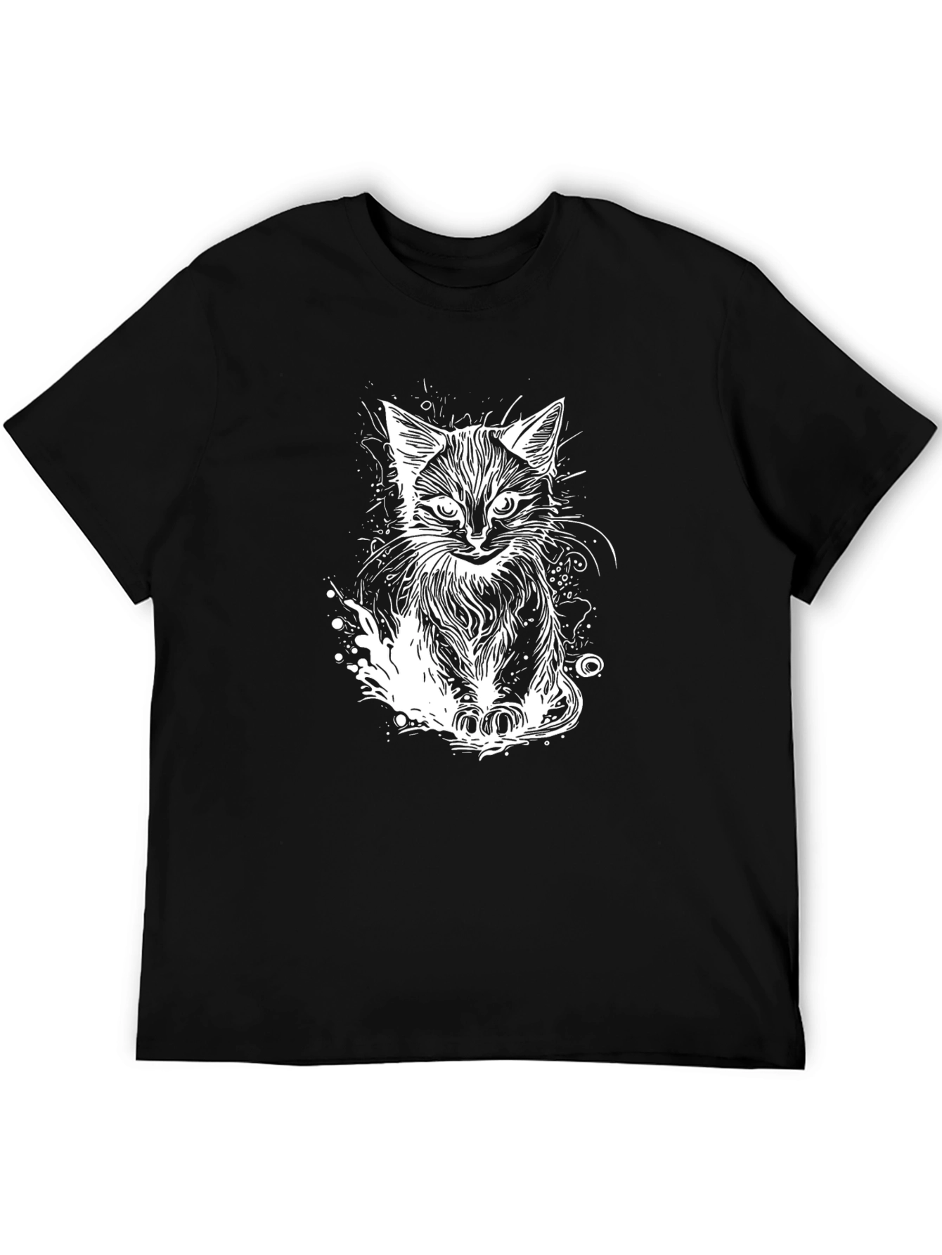 Cool Cat Graphic Tee - Black Cotton T-Shirt