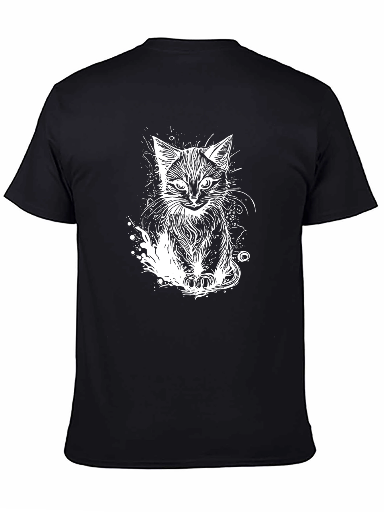 Cool Cat Graphic Tee - Black Cotton T-Shirt