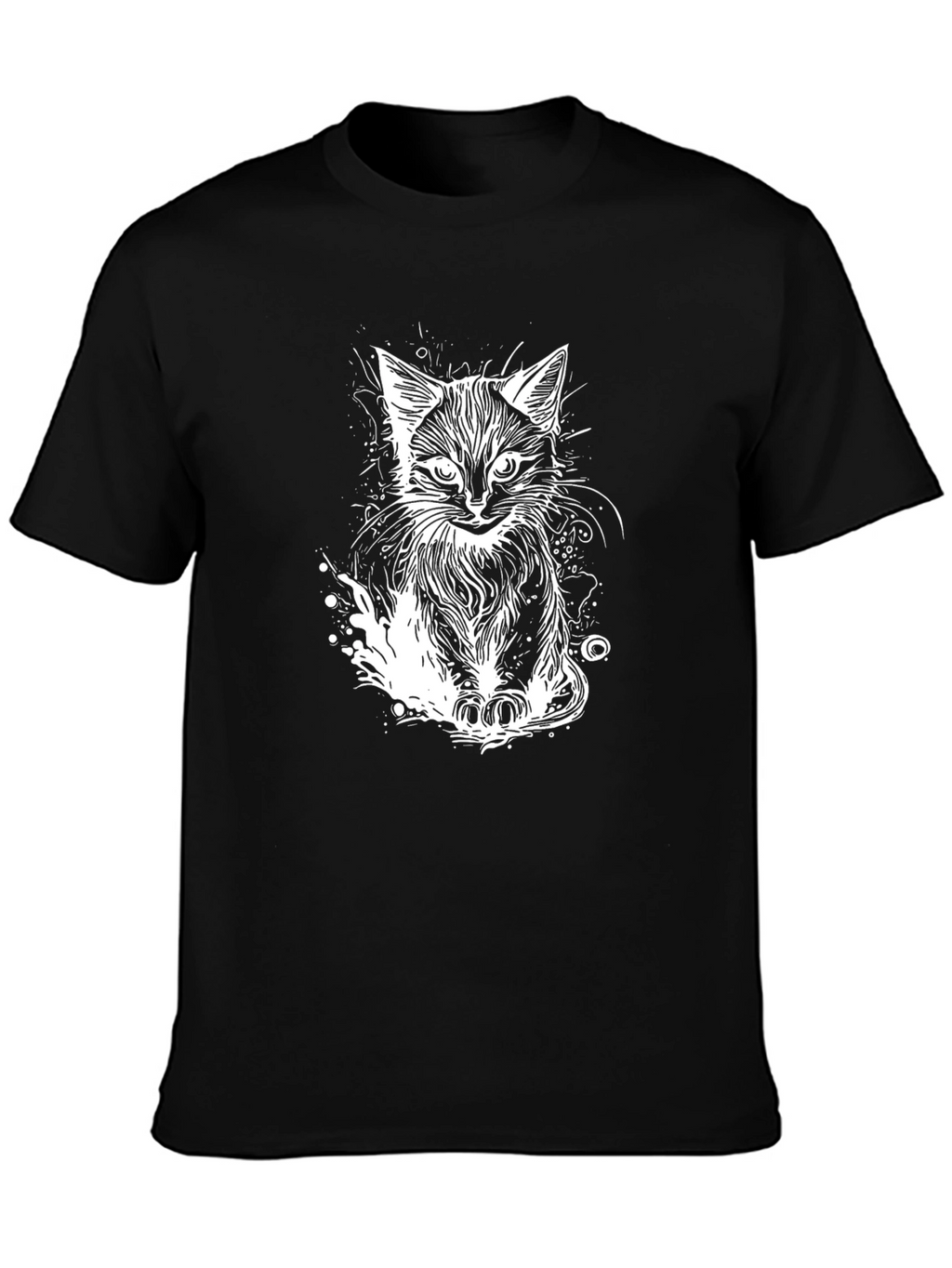 Cool Cat Graphic Tee - Black Cotton T-Shirt