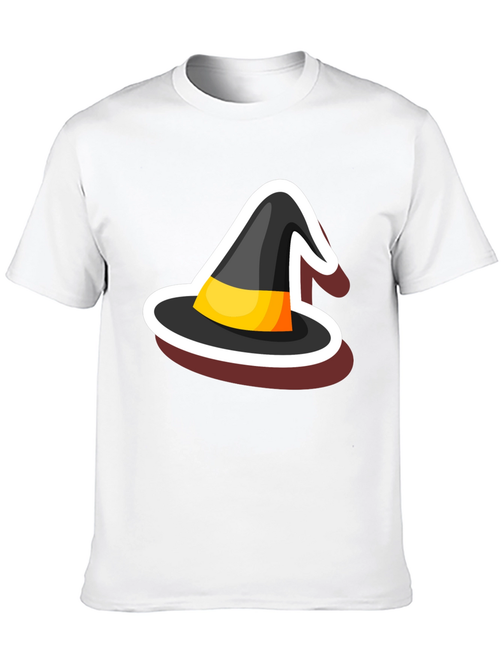 Halloween Witch Hat Graphic Tee - Black Cotton Blend