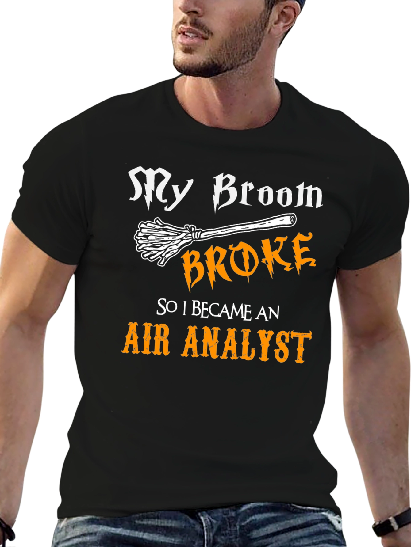 Funny Air Analyst T-Shirt Broken Broom Tee