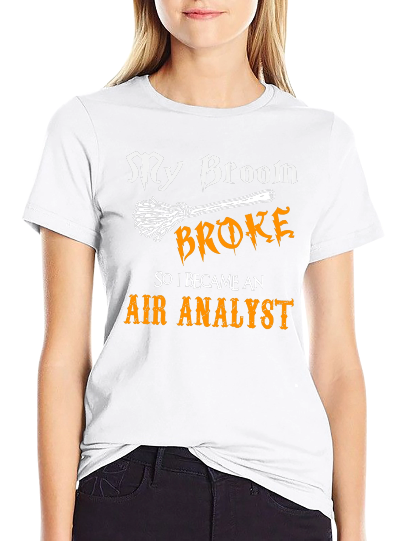 Funny Air Analyst T-Shirt Broken Broom Tee