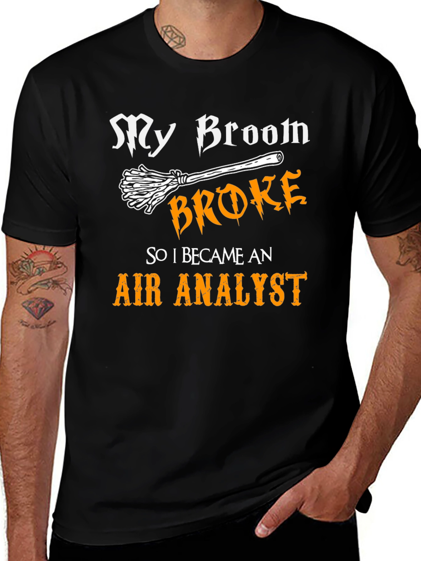 Funny Air Analyst T-Shirt Broken Broom Tee