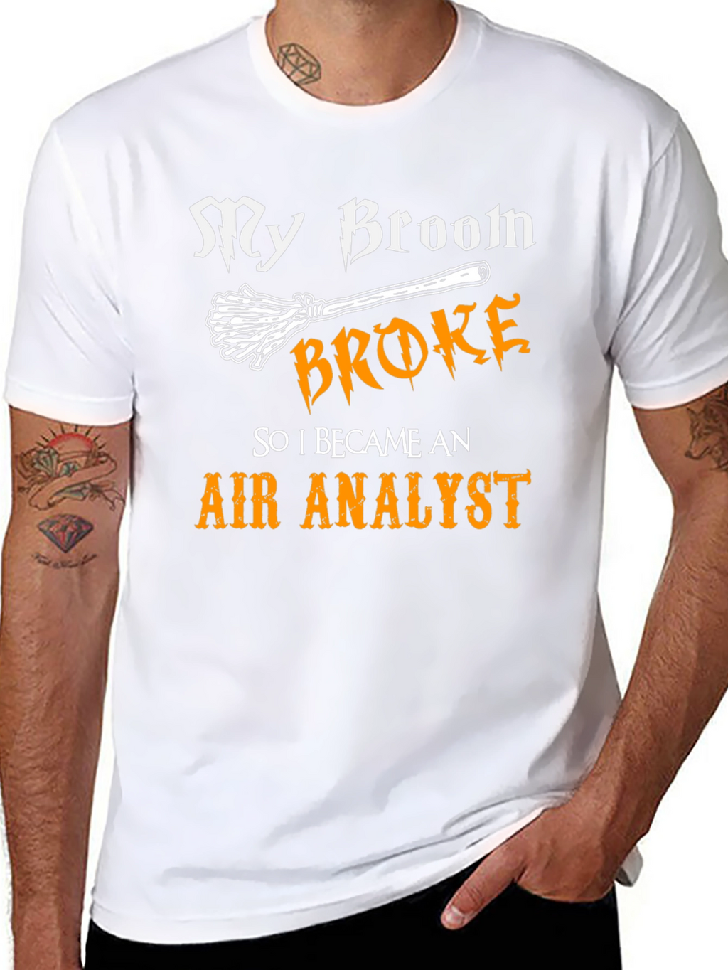 Funny Air Analyst T-Shirt Broken Broom Tee