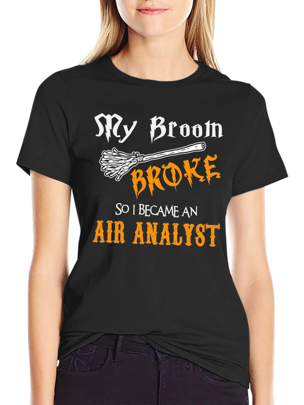 Funny Air Analyst T-Shirt Broken Broom Tee