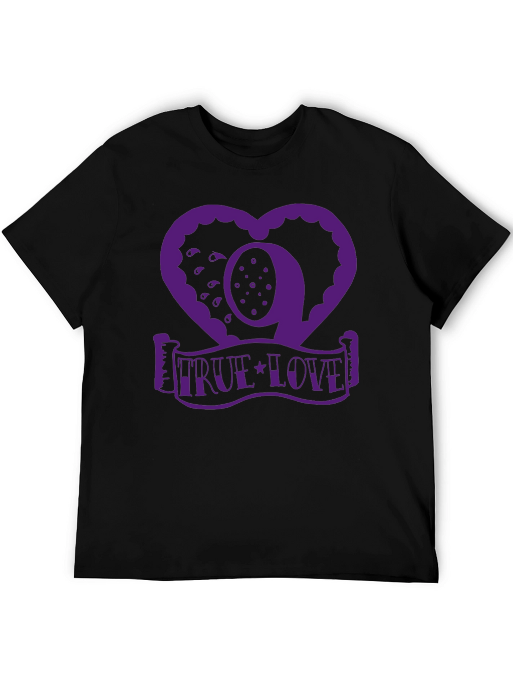 True Love Graphic Tee - Heart Design - Black