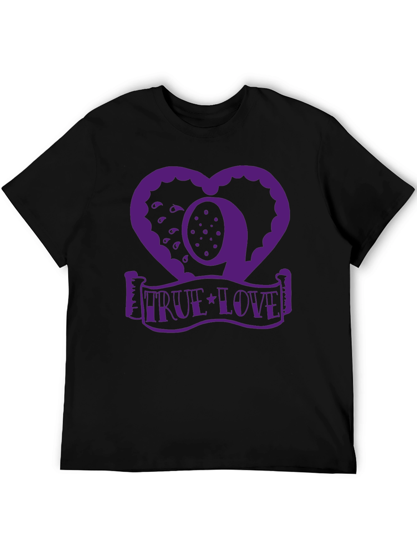 True Love Graphic Tee - Heart Design - Black
