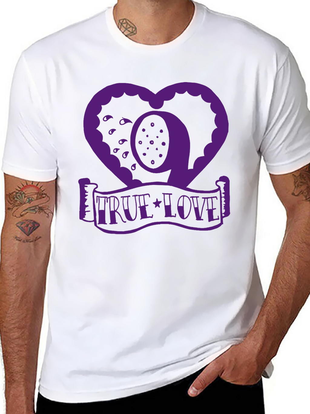 True Love Graphic Tee - Heart Design - Black