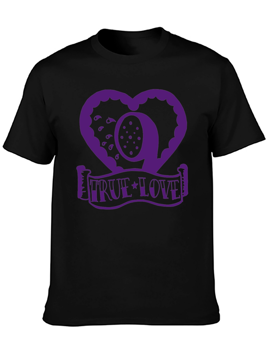 True Love Graphic Tee - Heart Design - Black