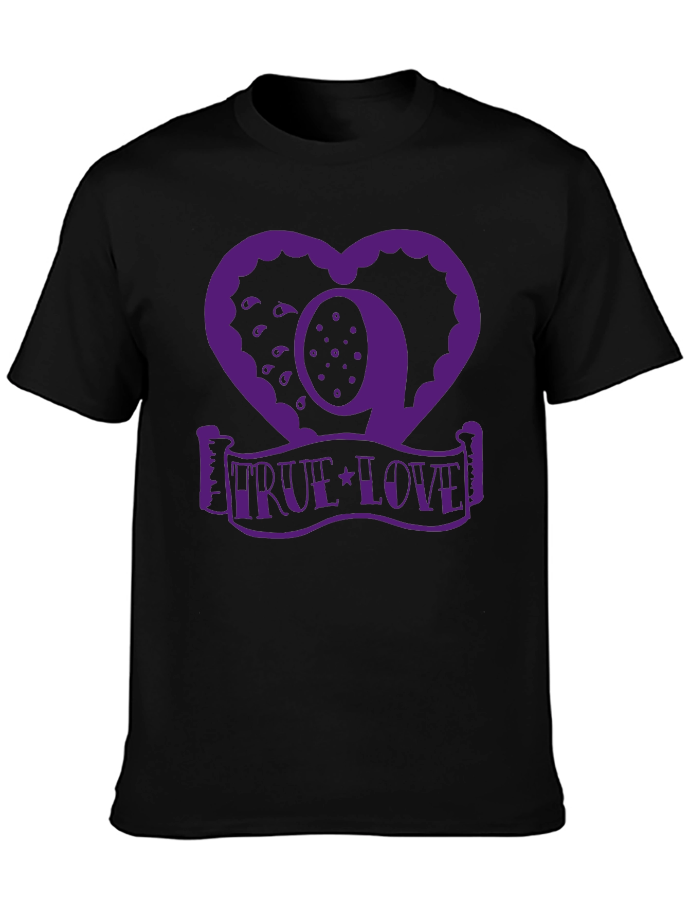True Love Graphic Tee - Heart Design - Black