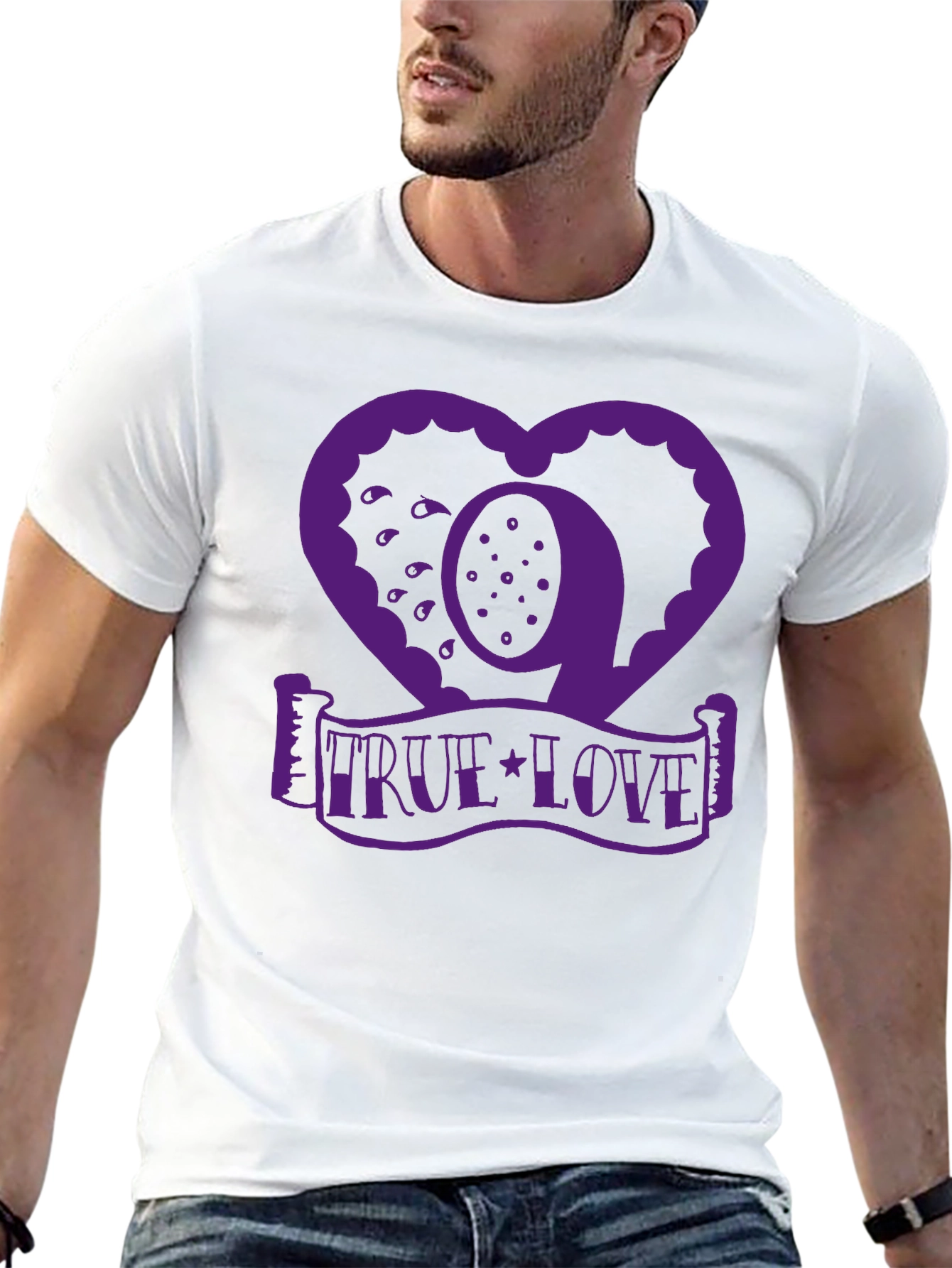 True Love Graphic Tee - Heart Design - Black