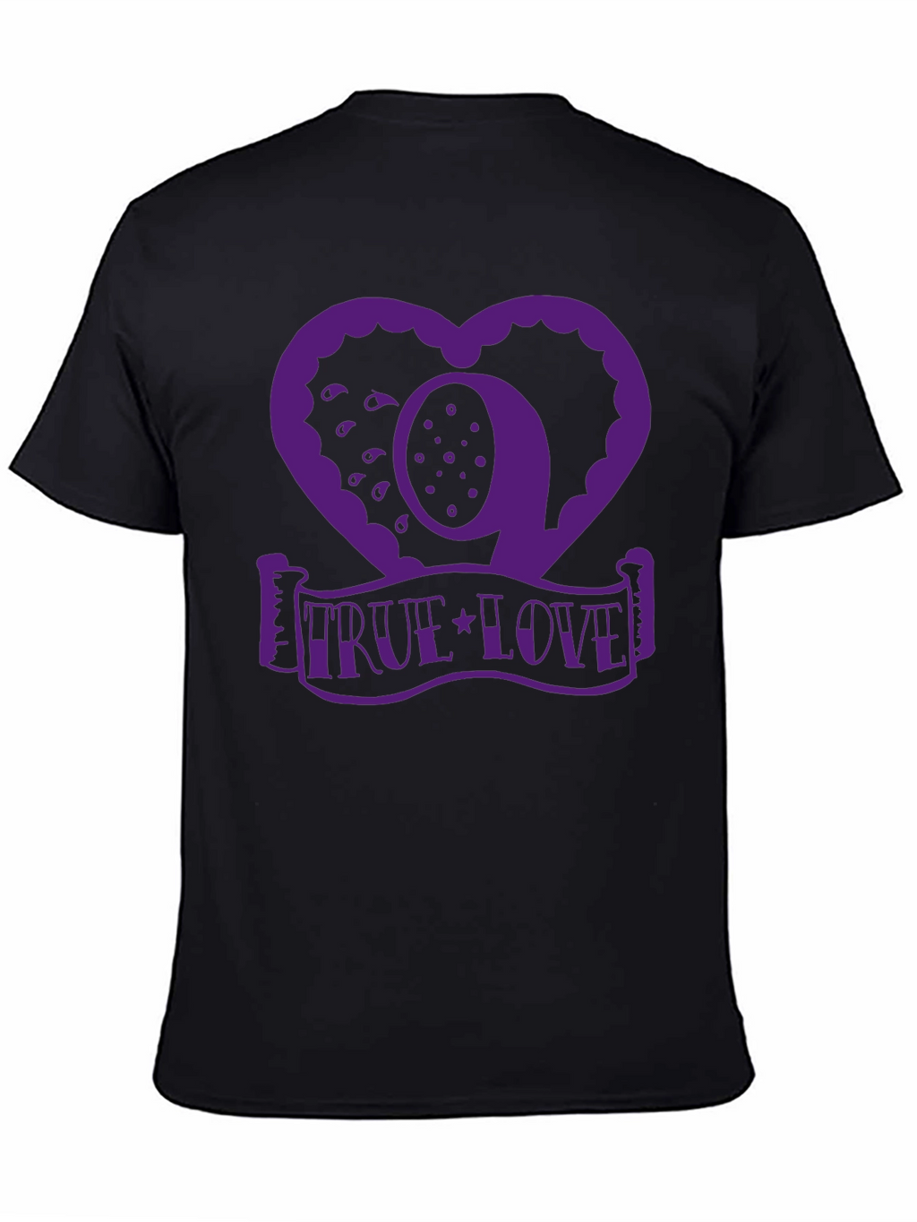 True Love Graphic Tee - Heart Design - Black