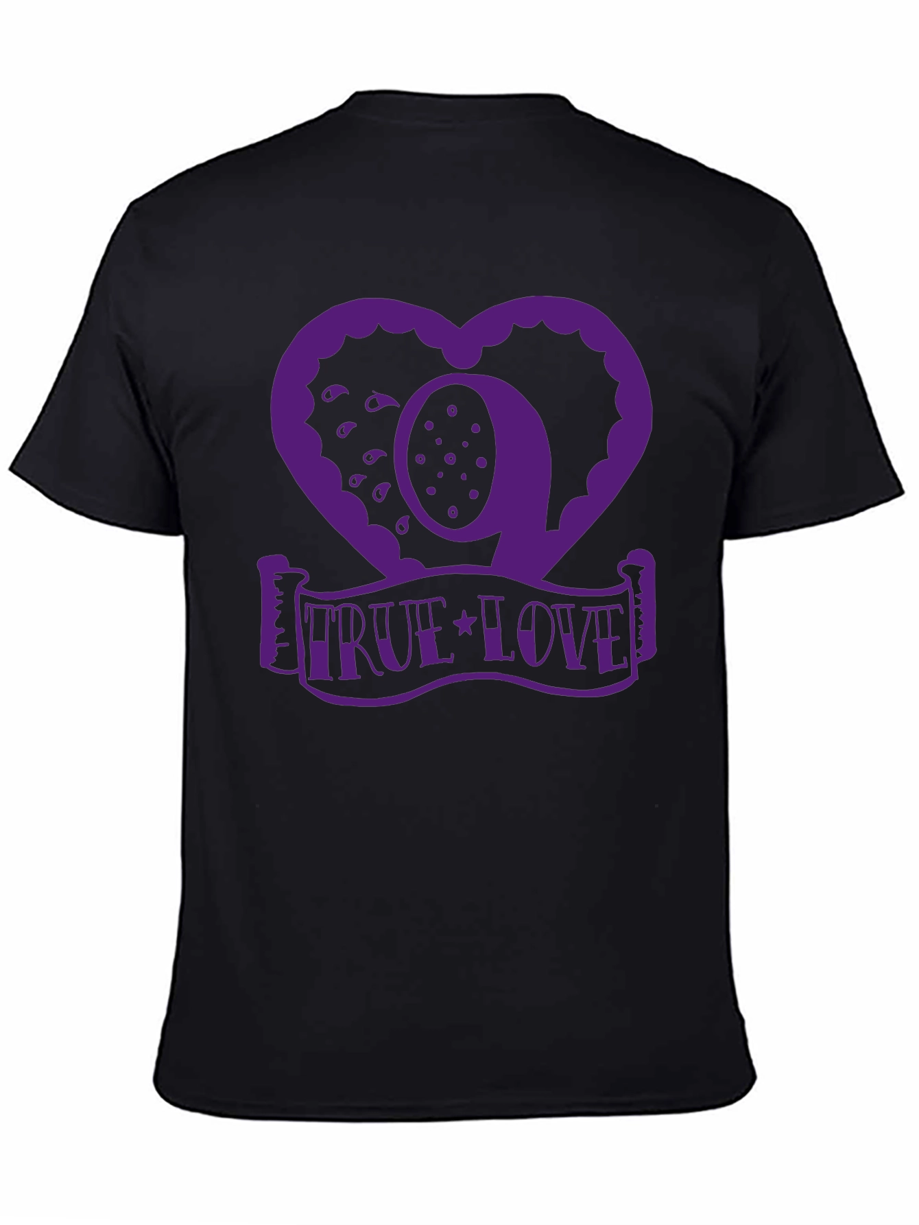 True Love Graphic Tee - Heart Design - Black