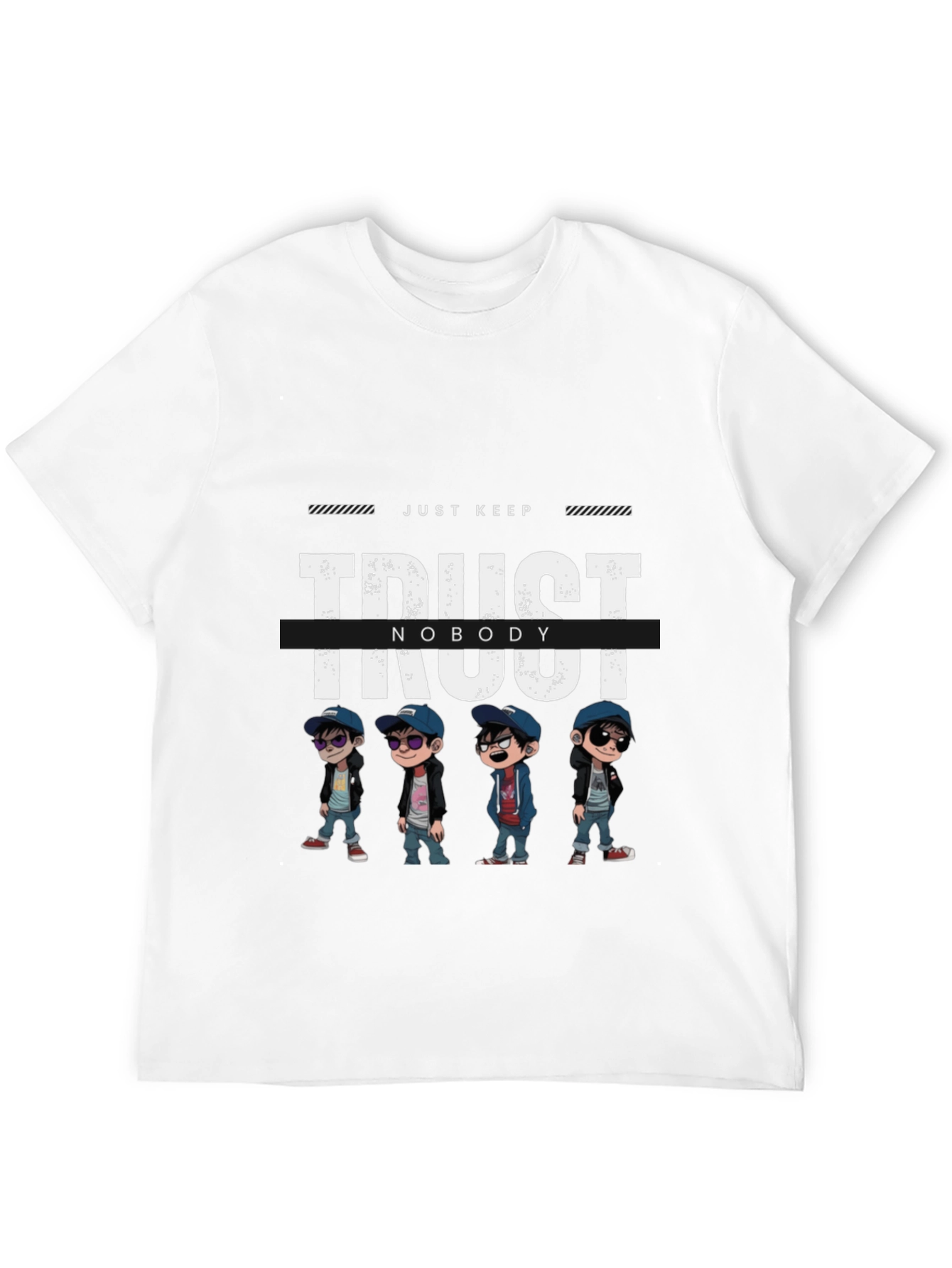Trust Nobody Graphic Print Black T-Shirt