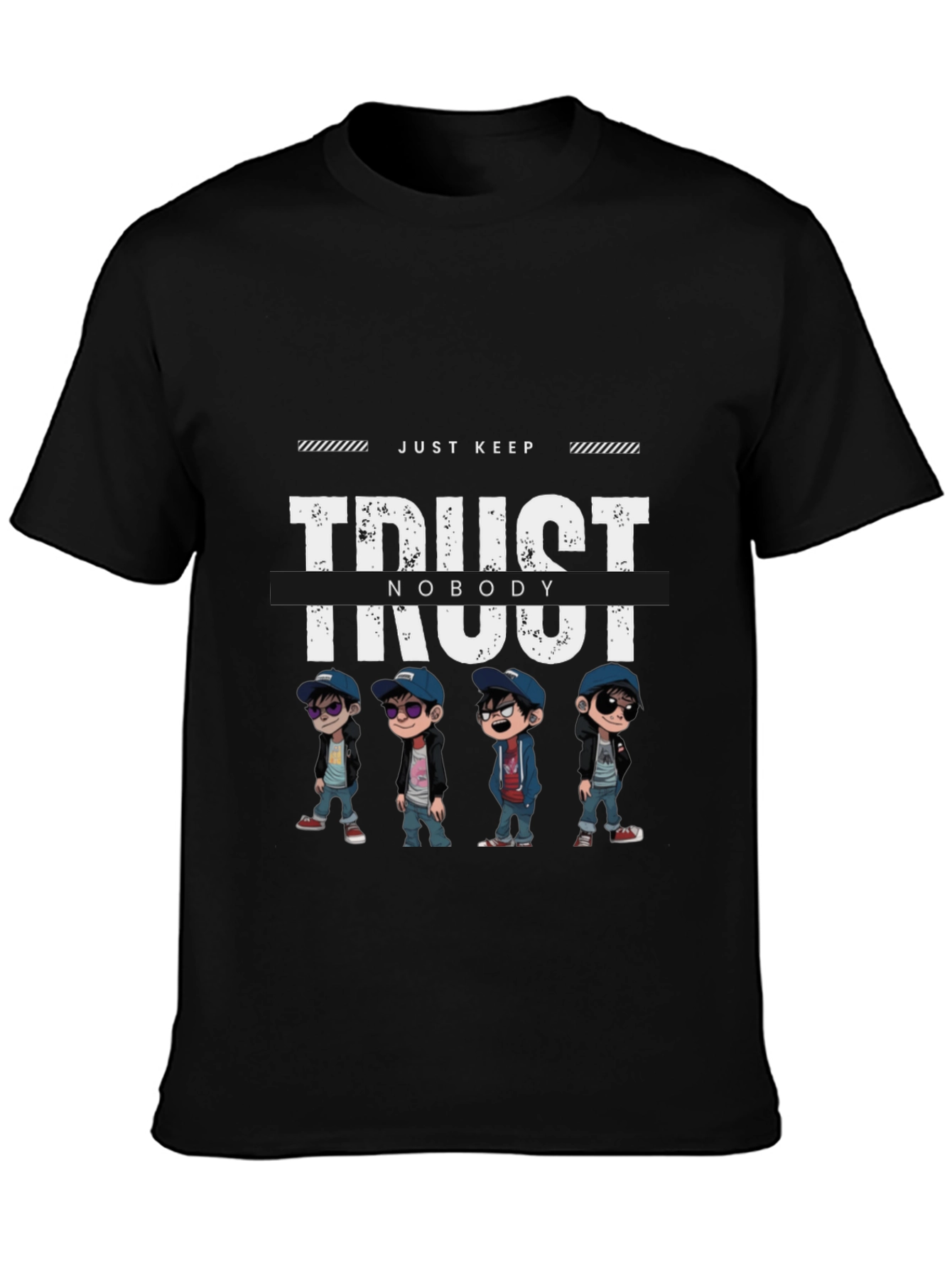 Trust Nobody Graphic Print Black T-Shirt
