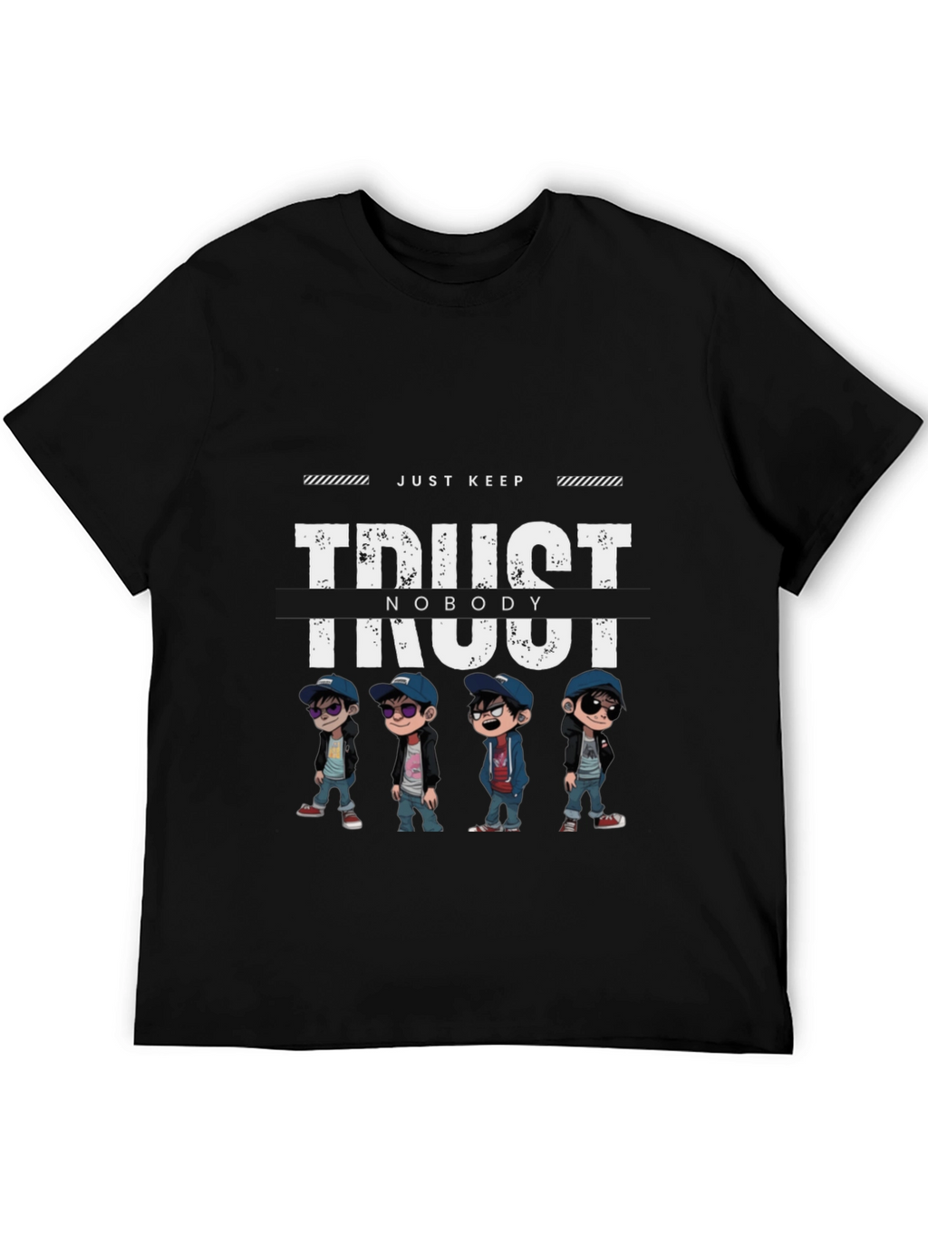 Trust Nobody Graphic Print Black T-Shirt