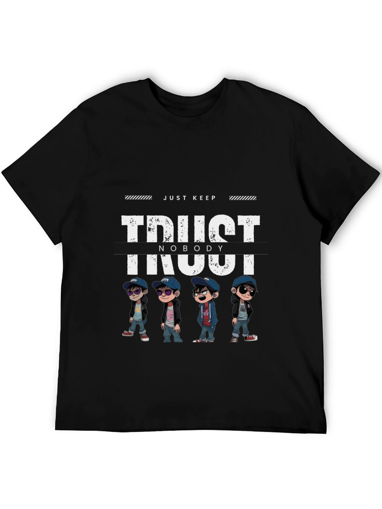 Trust Nobody Graphic Print Black T-Shirt