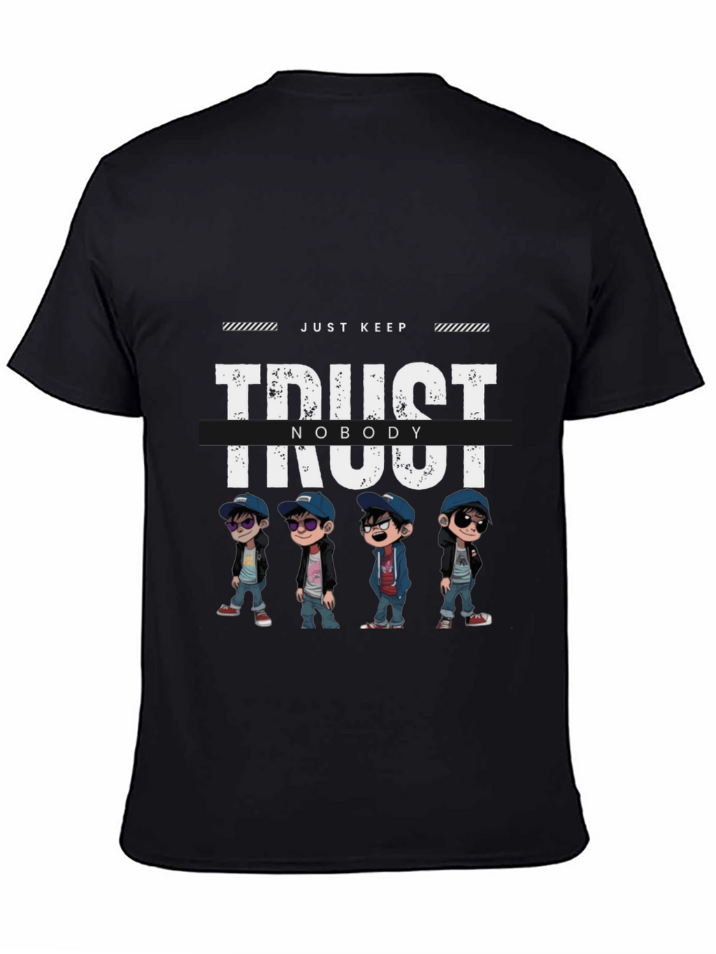 Trust Nobody Graphic Print Black T-Shirt
