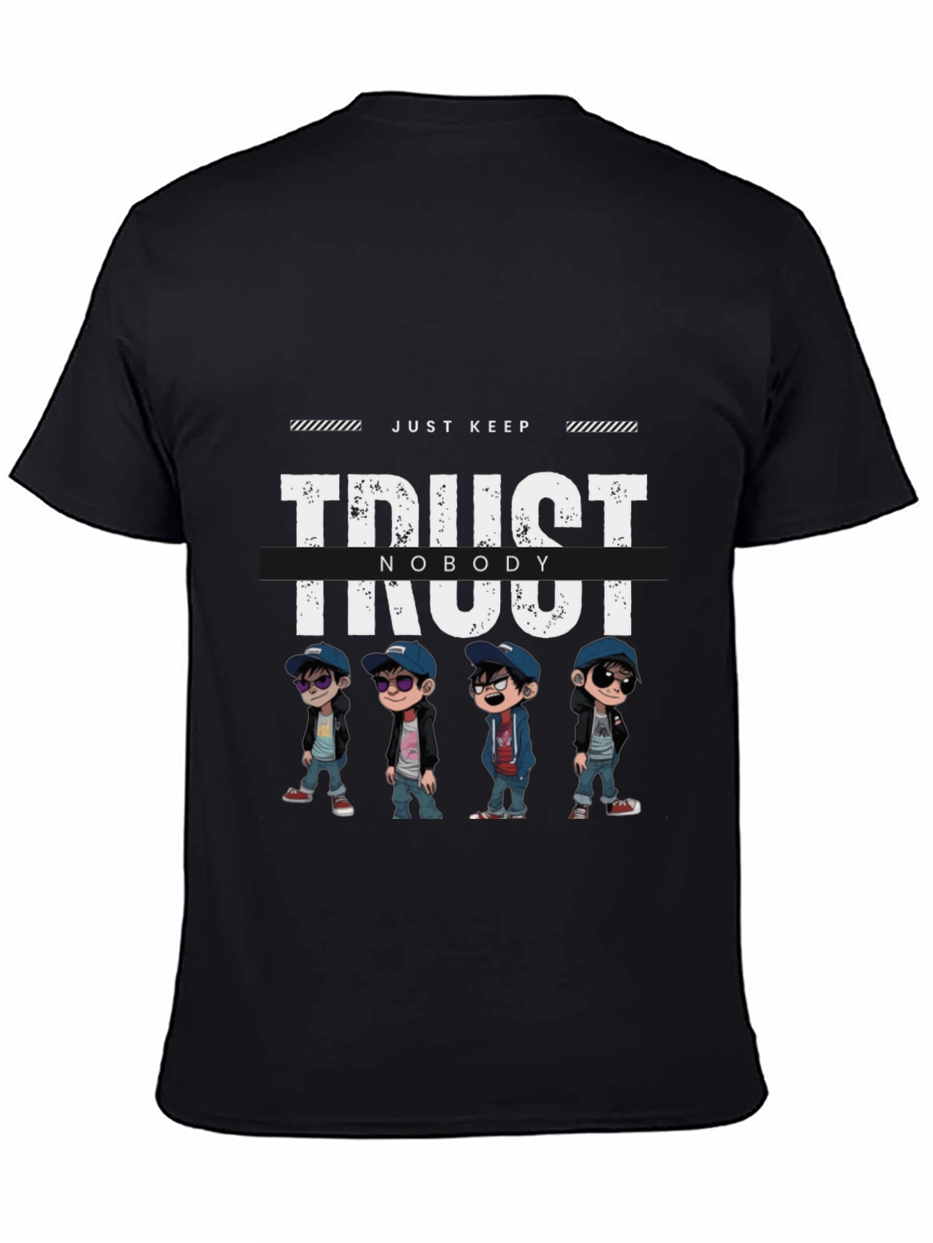 Trust Nobody Graphic Print Black T-Shirt