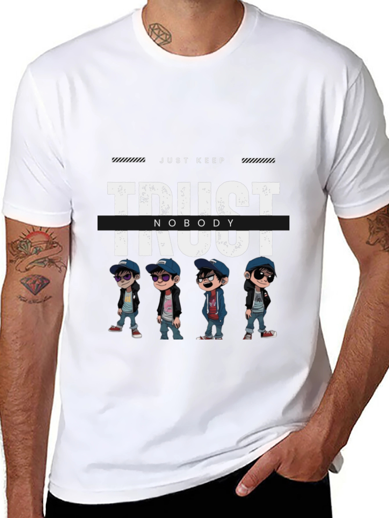 Trust Nobody Graphic Print Black T-Shirt