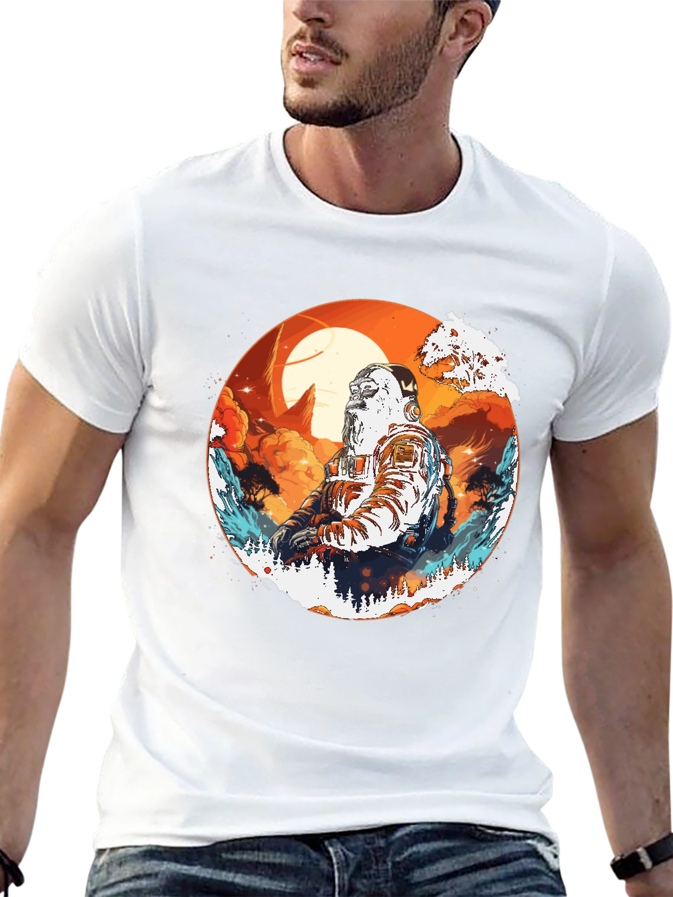 Astronaut Graphic Print Black T-Shirt