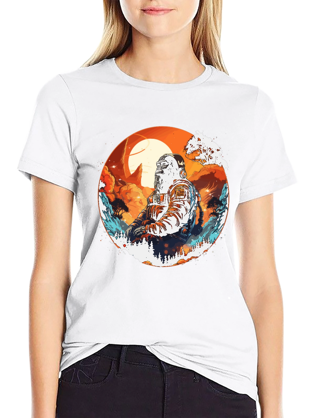 Astronaut Graphic Print Black T-Shirt