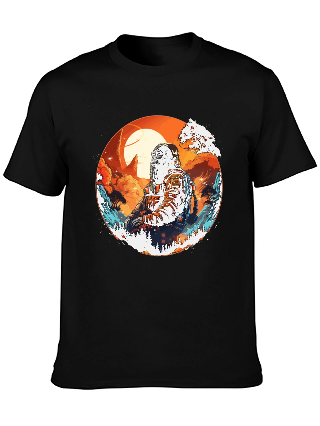 Astronaut Graphic Print Black T-Shirt