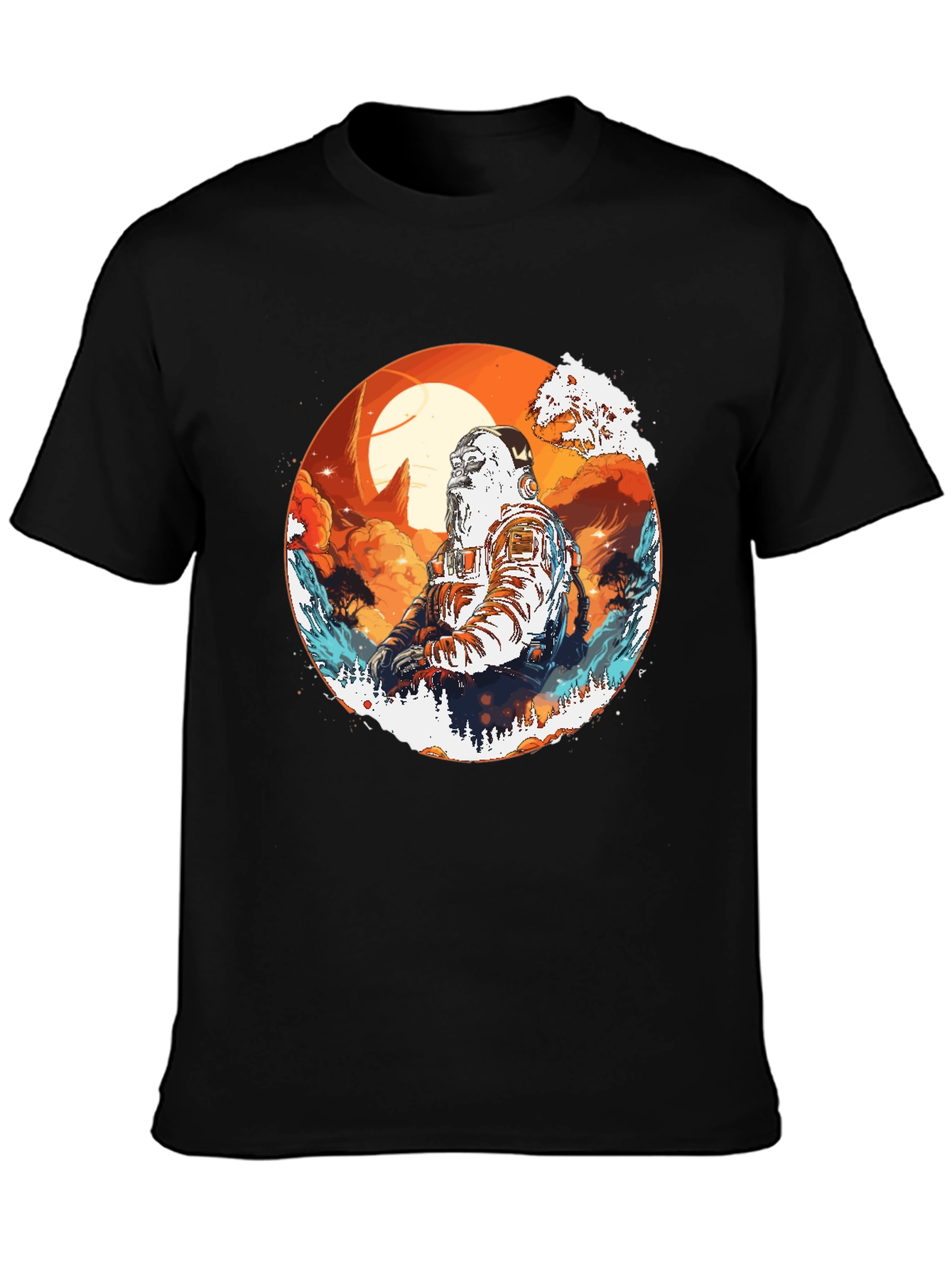 Astronaut Graphic Print Black T-Shirt