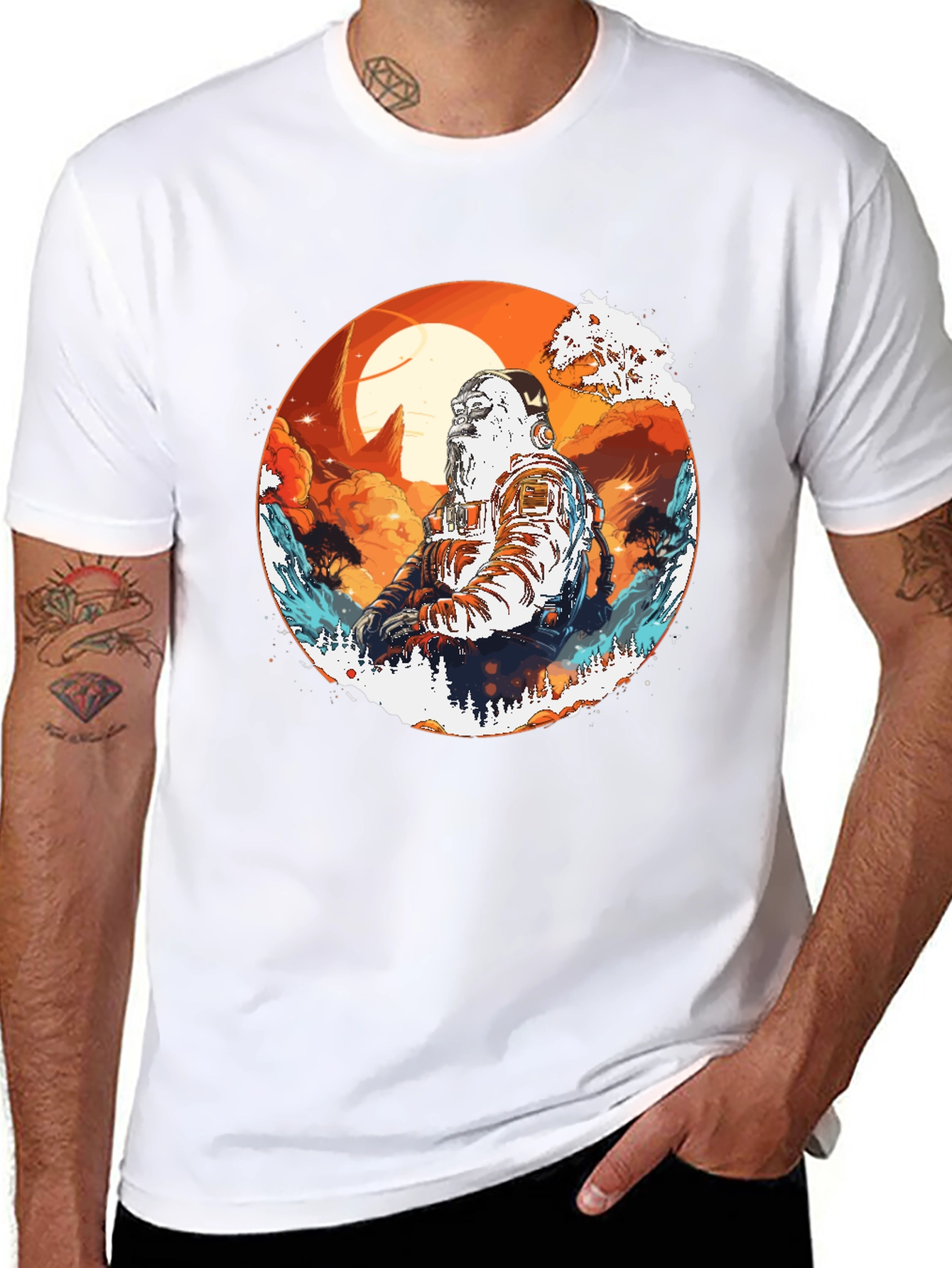 Astronaut Graphic Print Black T-Shirt