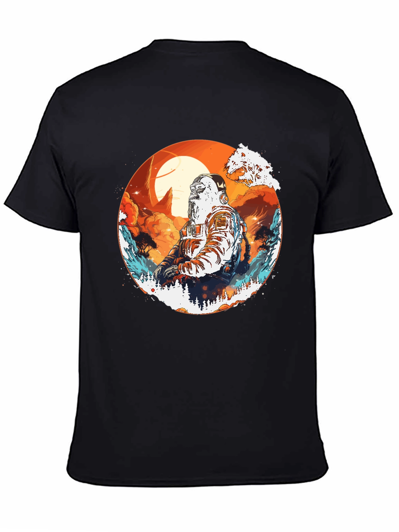 Astronaut Graphic Print Black T-Shirt