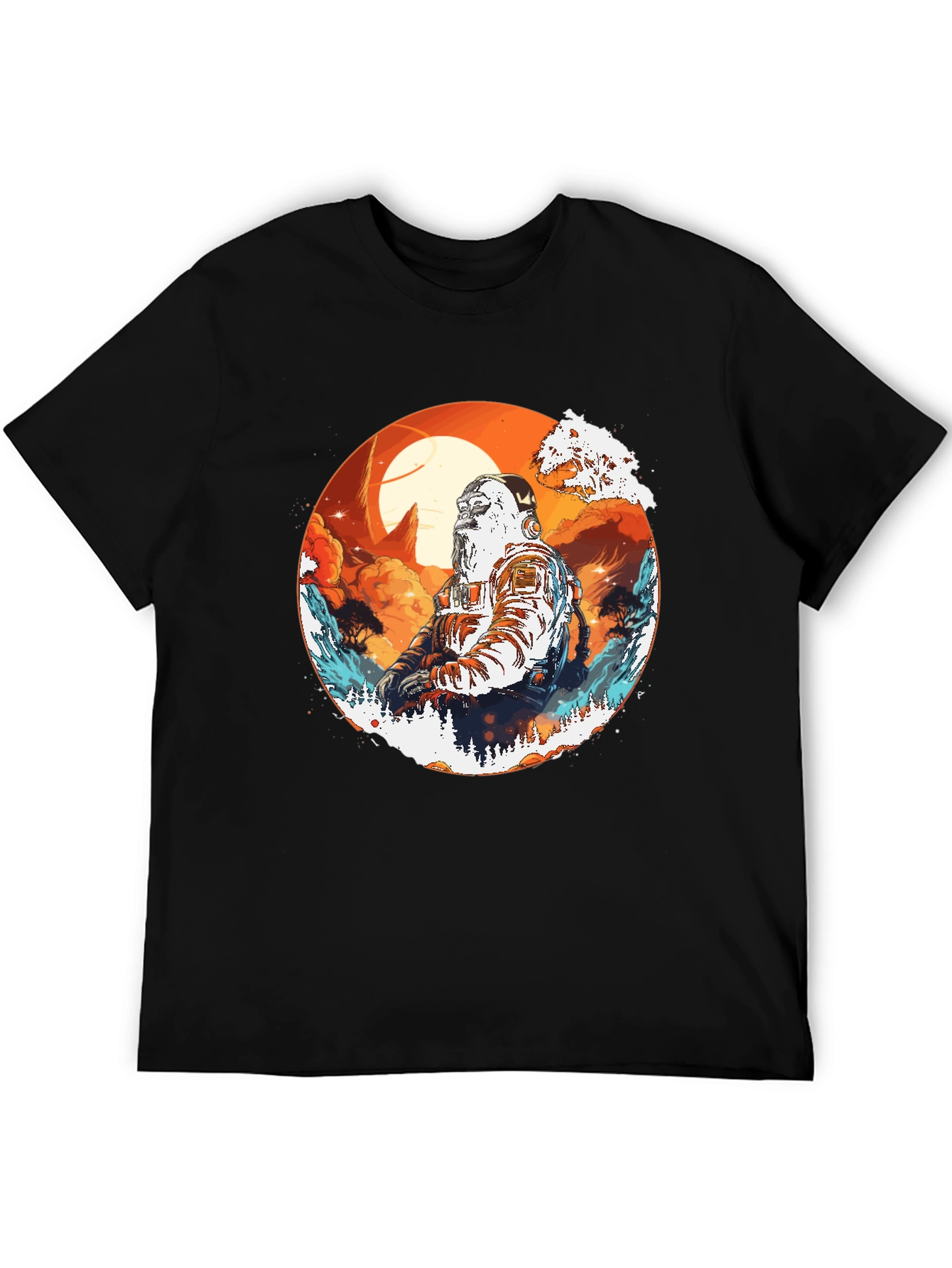 Astronaut Graphic Print Black T-Shirt