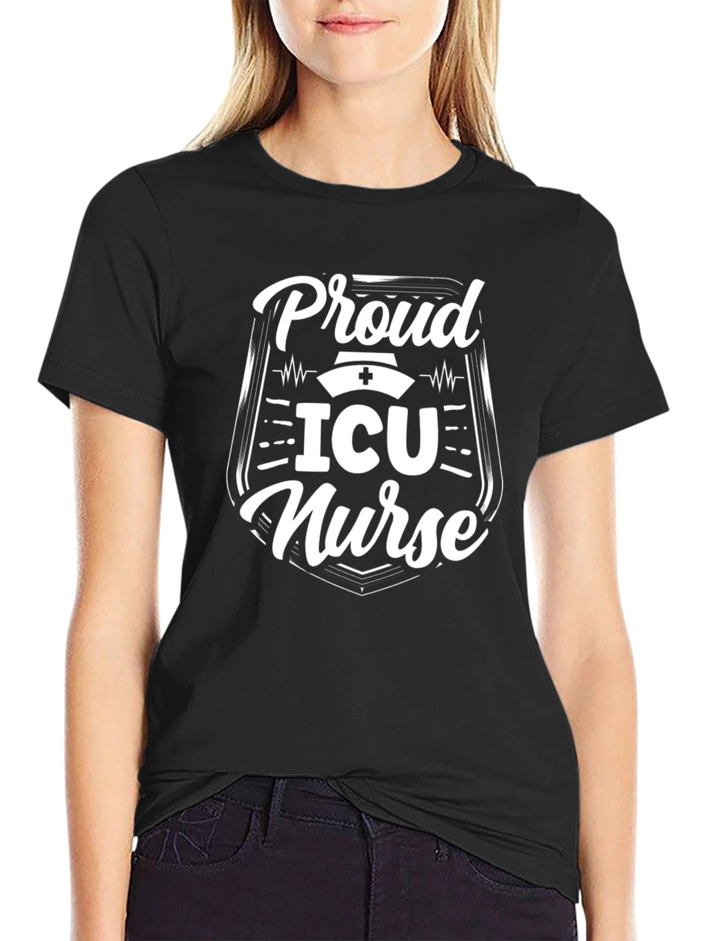 Proud ICU Nurse Graphic Tee - Black Cotton Shirt