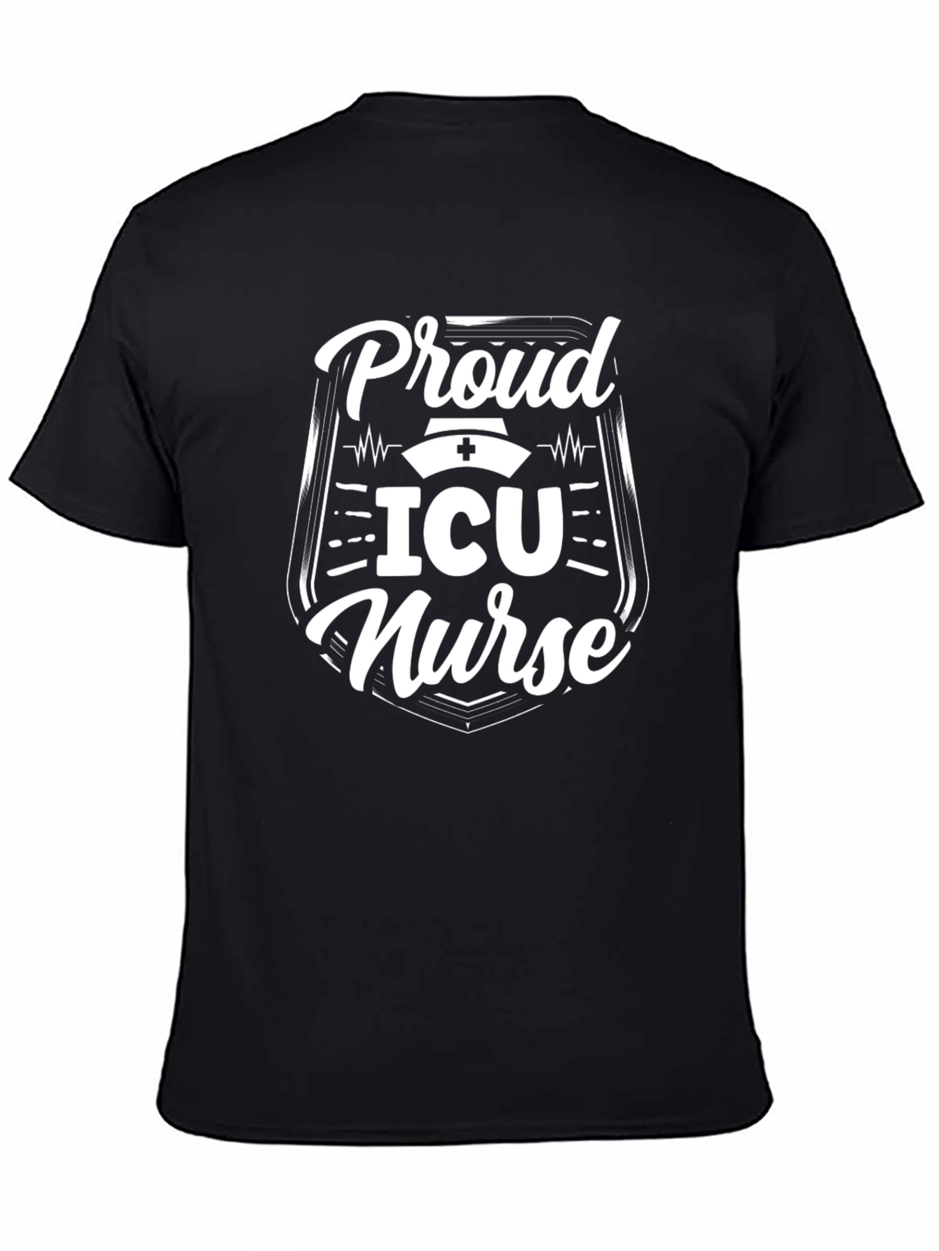 Proud ICU Nurse Graphic Tee - Black Cotton Shirt