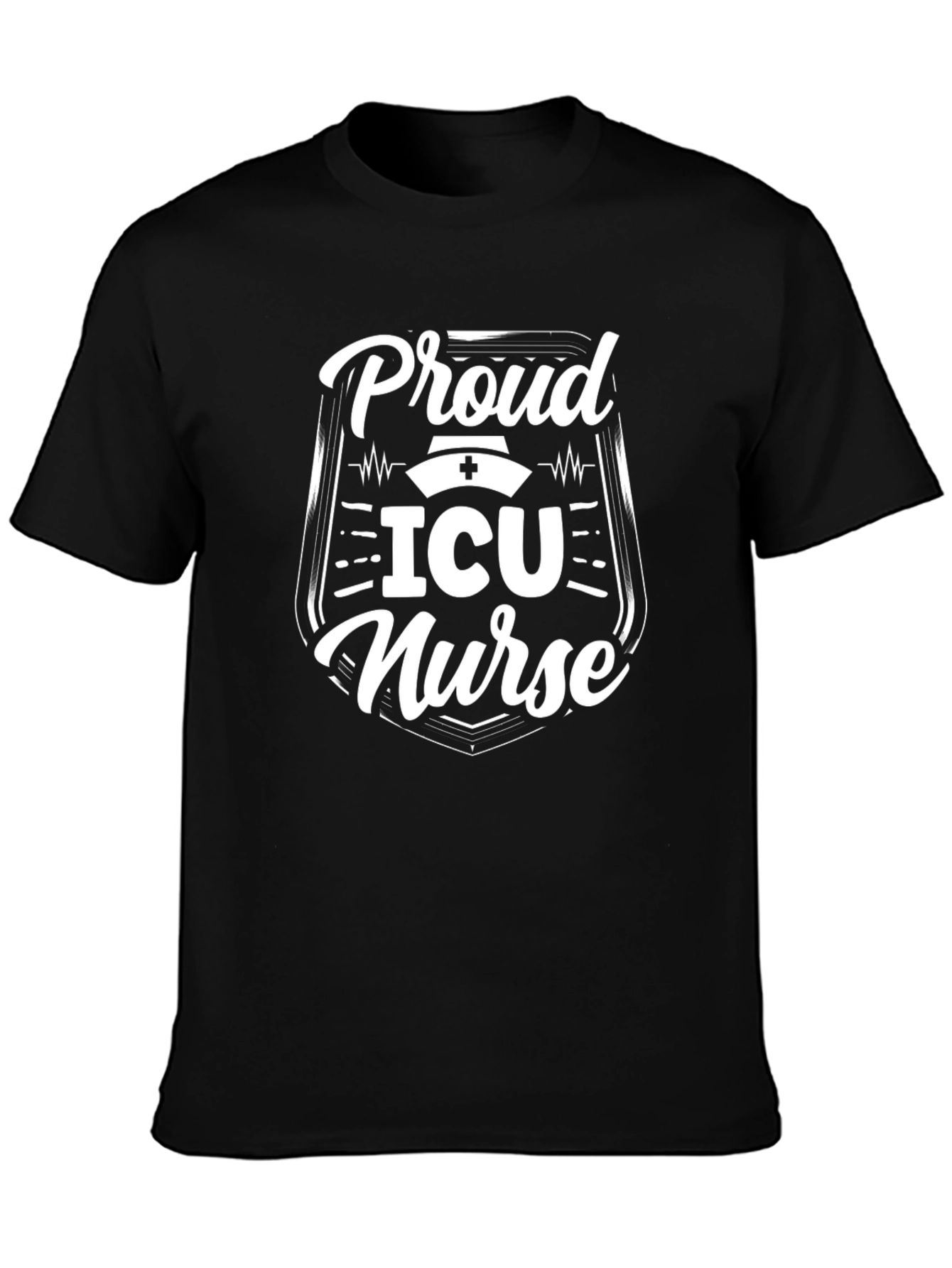 Proud ICU Nurse Graphic Tee - Black Cotton Shirt