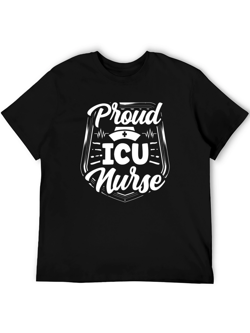 Proud ICU Nurse Graphic Tee - Black Cotton Shirt