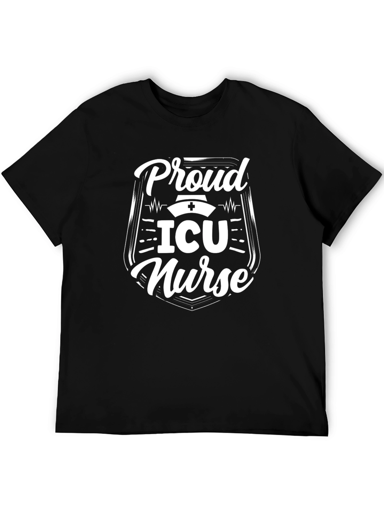 Proud ICU Nurse Graphic Tee - Black Cotton Shirt