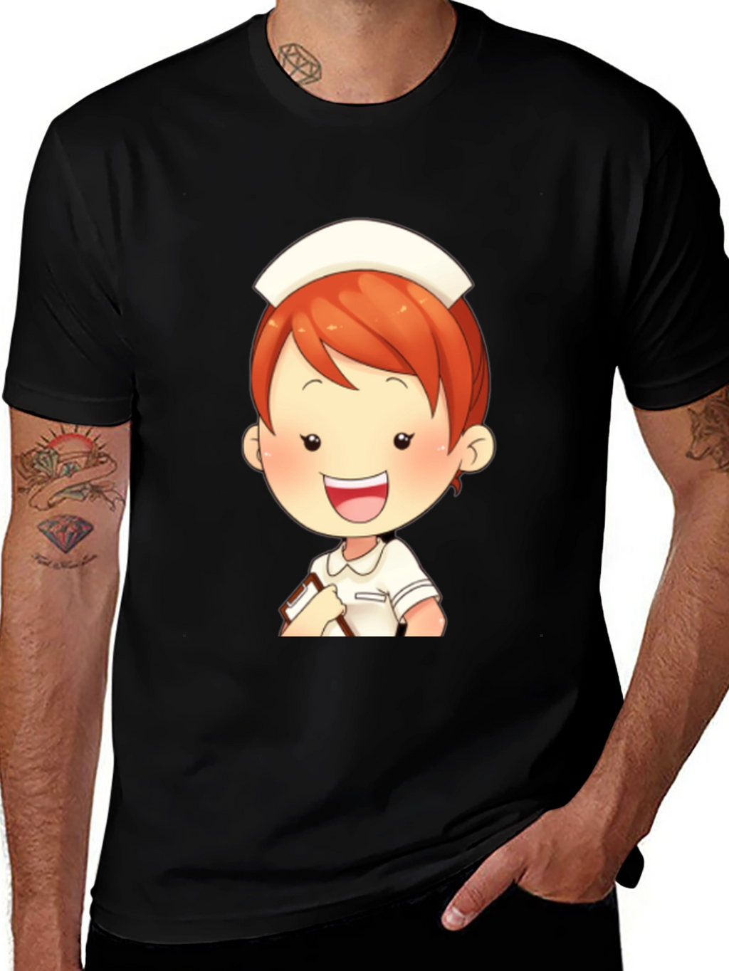 Cartoon Nurse Graphic T-Shirt